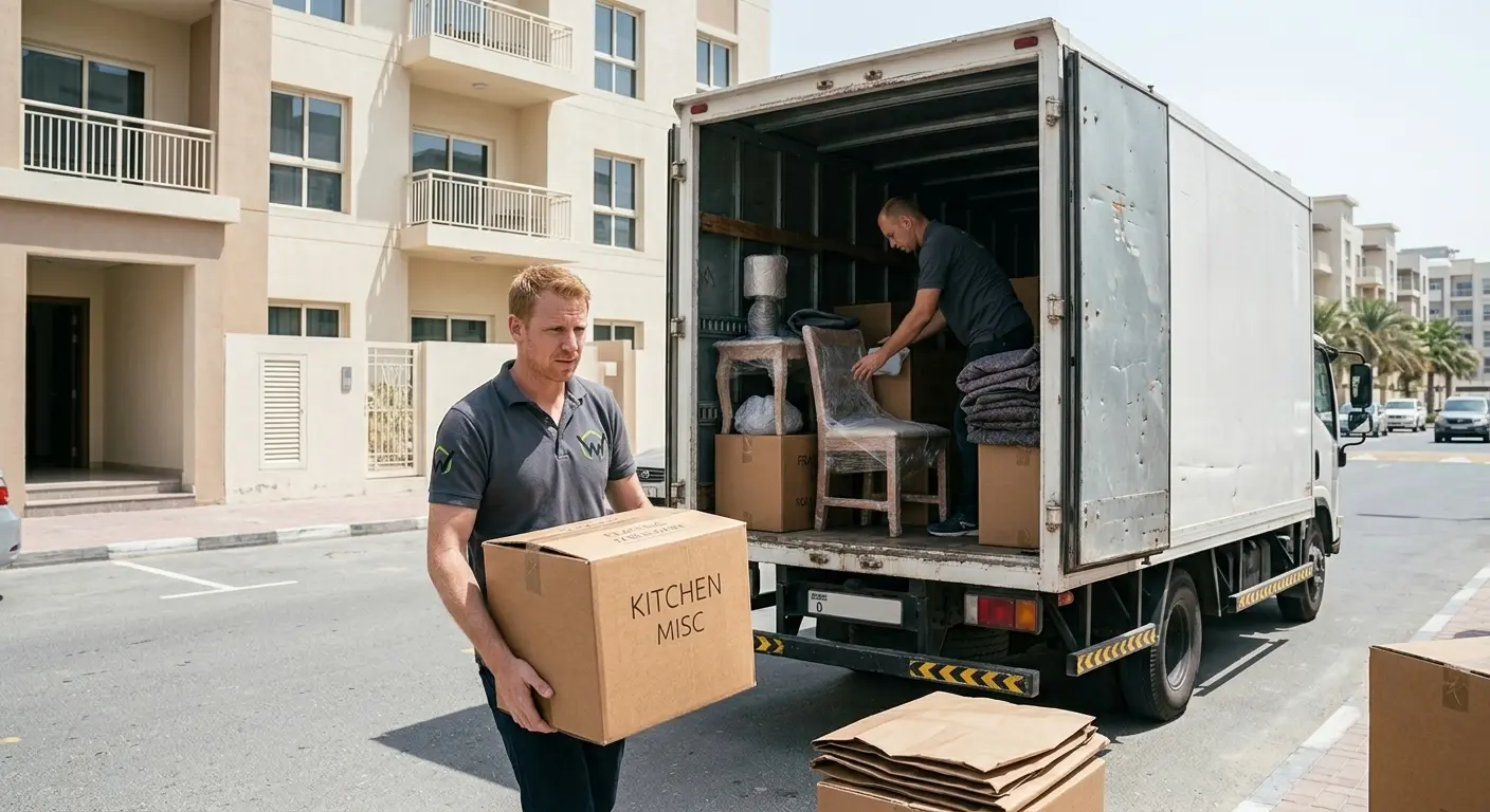 Moving truck loaded